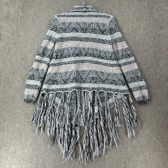 Chicos Western Cardigan Sweater size Large MED Chunky Knit Fringe - Picture 2 of 9